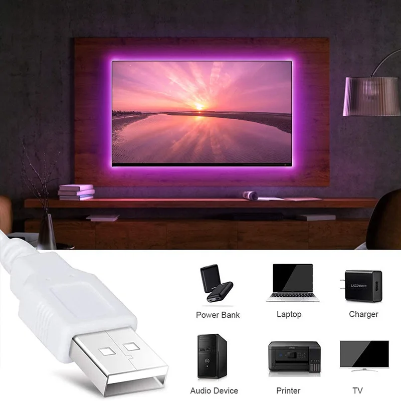 Bande Lumineuse LED RGB avec Télécommande pour Chambre, Salon, Décoration de Fête 5M 