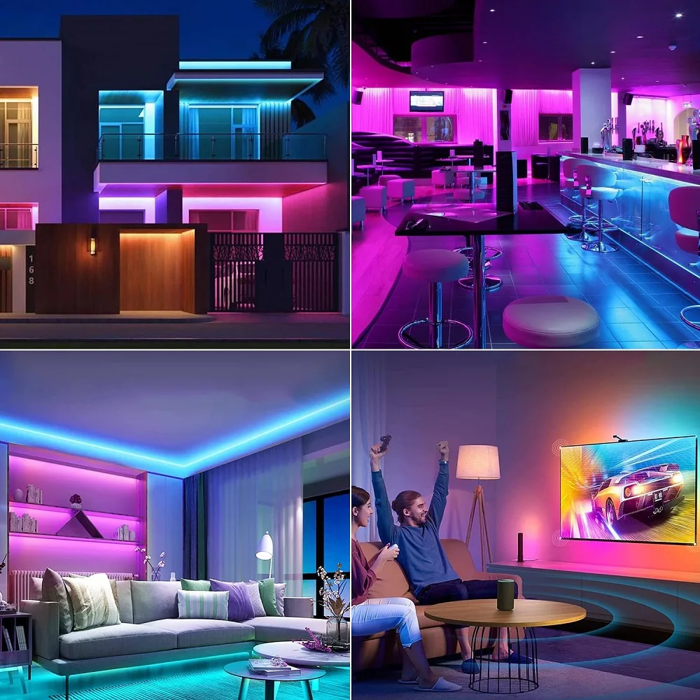Bande Lumineuse LED RGB avec Télécommande pour Chambre, Salon, Décoration de Fête 5M 