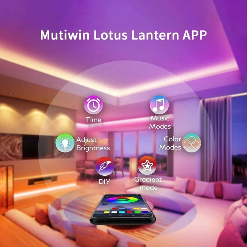 Bande Lumineuse LED RGB avec Télécommande pour Chambre, Salon, Décoration de Fête 5M 